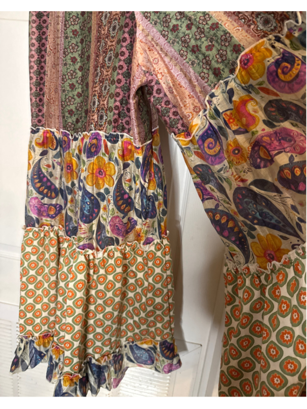 POL Boho Pants Size S Multi-color Tiered Paisley Print - Picture 4 of 6